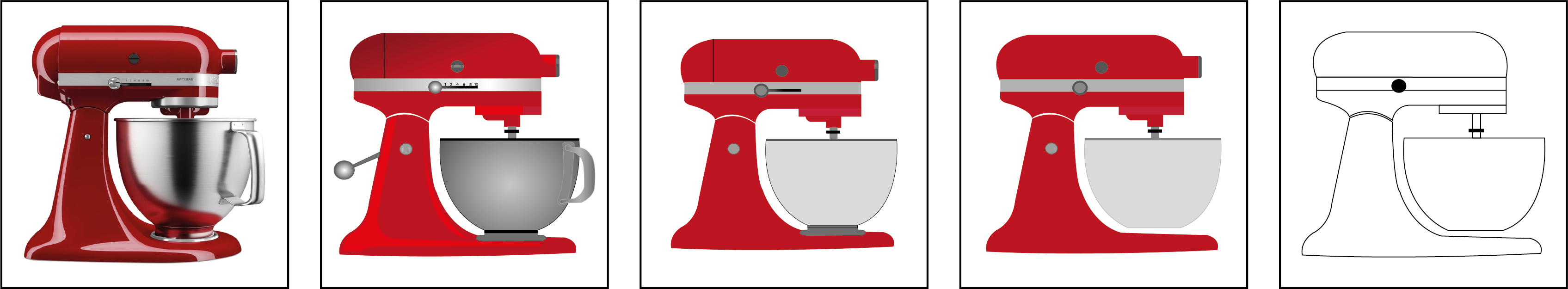 Abstraktionsreihe einer Kitchenaid